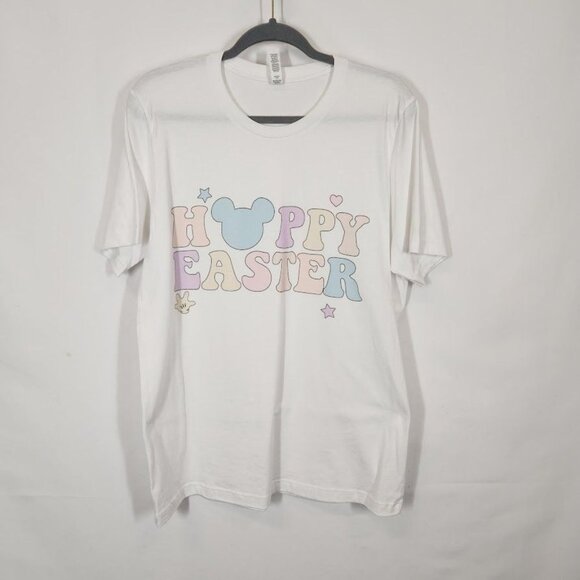 New Happy Easter Print Shirt in White - Size Large - Picture 2 of 7